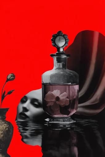 Surrealist Retro Collage style reference image — vintage paper collage