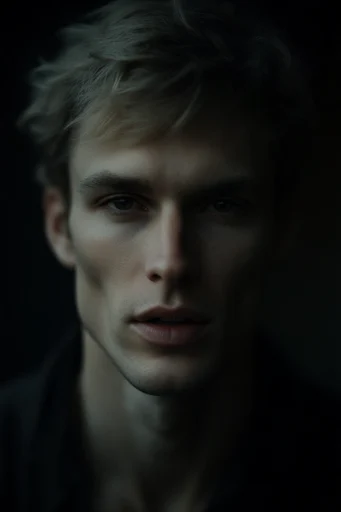 Cinematic Chiaroscuro Intimacy style reference image — high-contrast portrait