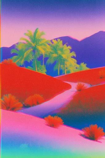 Neon Glitch Risography style AI image example 2