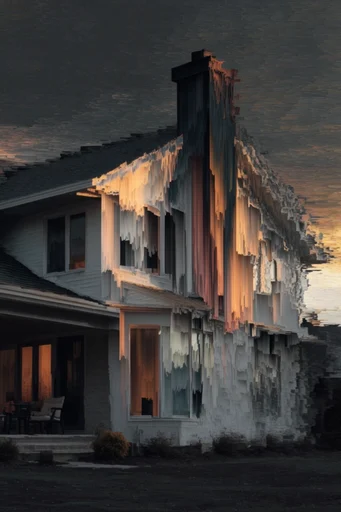 Amber Glitch Decay style AI image example 4