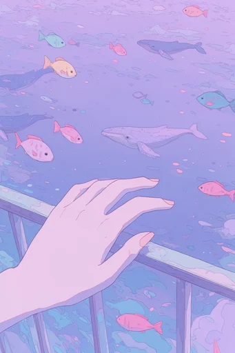 Ethereal Pastel Surrealism style reference image — surreal floating marine life