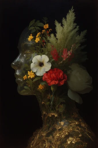 Gilded Chiaroscuro Expressionism style reference image — deep black background