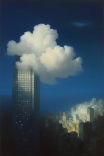 Celestial Surrealist Dichotomy style reference image — surrealist oil painting