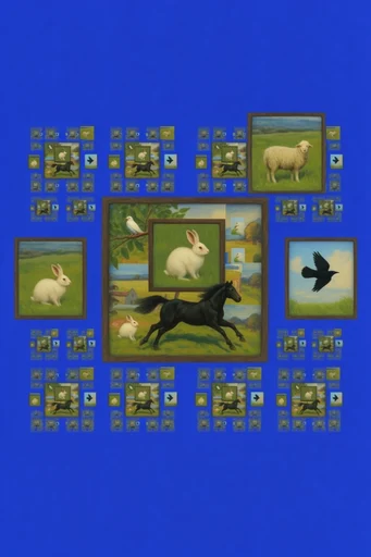 Deconstructed Classical Surrealism style reference image — geometric fragmentation
