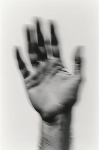 Ethereal Kinetic Monochrome style reference image — heavy film grain