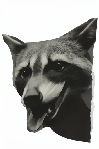 Monochrome Surrealist Collage style reference image — high contrast monochrome