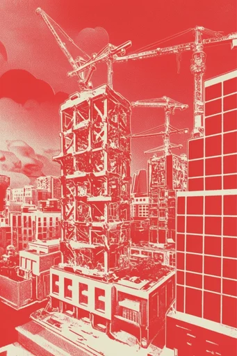 Gritty Industrial Zinecore style reference image — risograph print style