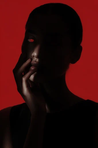 Cinematic Crimson Noir style reference image — high-contrast portraiture