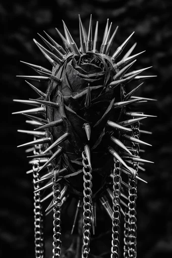 Industrial Chrome Gothic style reference image — stark black background