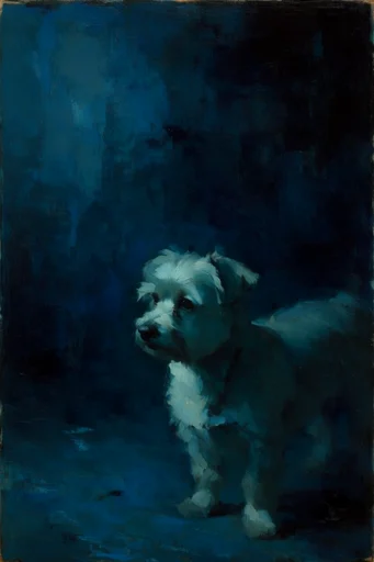Nocturnal Impasto Abyss style reference image — submerged liquid haze