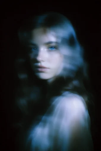 Spectral Cyan Luminescence style reference image — low key ambient lighting