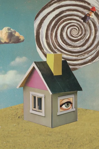 Nostalgic Surrealist Collage style reference image — mid-century magazine aesthetic