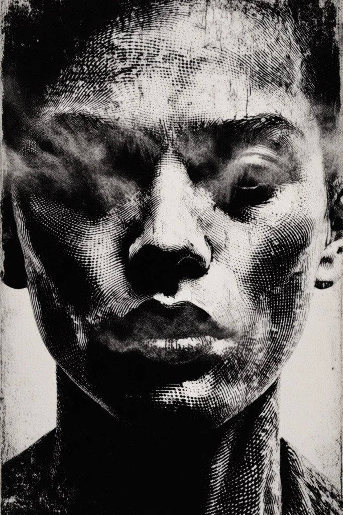 Stark Monochromatic Gothic style AI image example 1