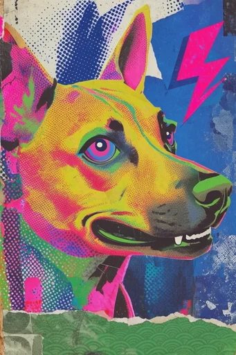 Tactile Neo-Punk Collage style reference image — vibrant neon accents
