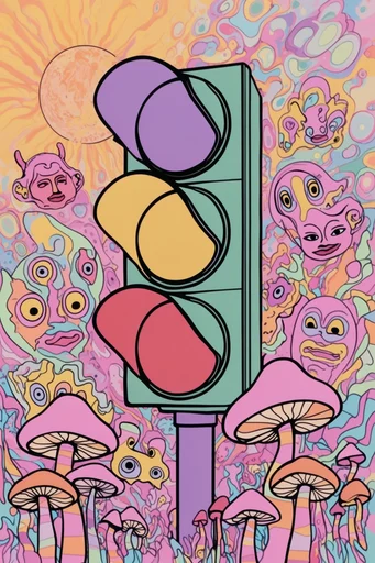 Vibrant Neo-Psychedelic Pop style reference image — flat vector illustration