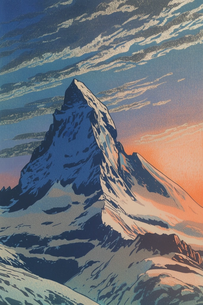 Ethereal Alpine Lithography style AI image example 2