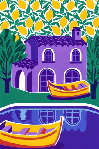 Vibrant Risograph Minimalism style AI image example 4