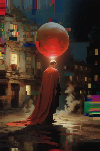 Digital Renaissance Glitch style reference image — classical oil painting