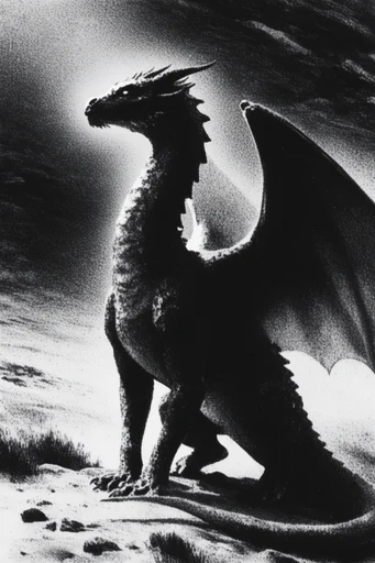 Monochrome Granular Noir style reference image — high-contrast silhouette