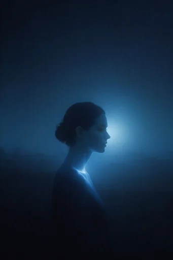 Luminous Monolithic Void style reference image — lone silhouette