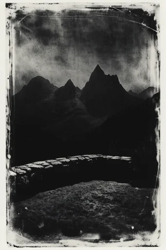 Textured Monochromatic Printmaking style reference image — distressed ink texture