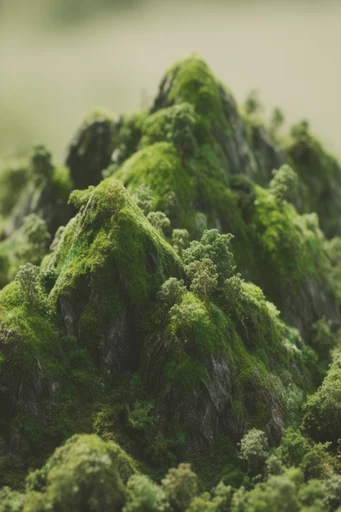 Macro Miniature Worlds style reference image — tilt-shift photography