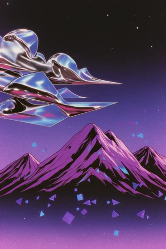 Iridescent Retro Futurist style reference image — retro-futuristic airbrush art
