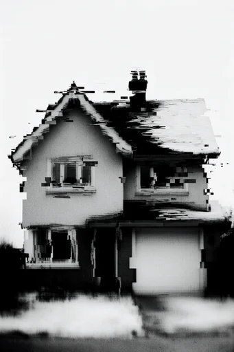 Monochrome Glitch Brutalism style reference image — digital fragmentation