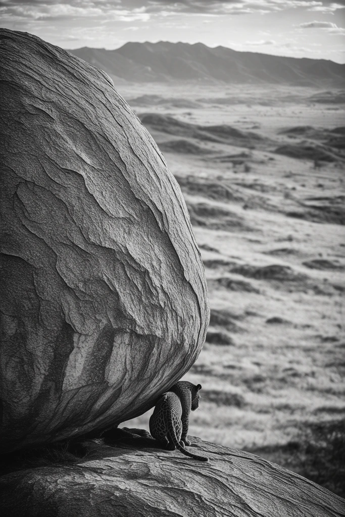 Sculptural Monochrome Surrealism style AI image example 2