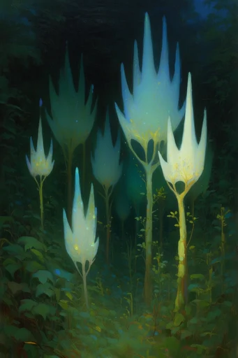 Ethereal Nocturnal Luminescence style reference image — chiaroscuro lighting