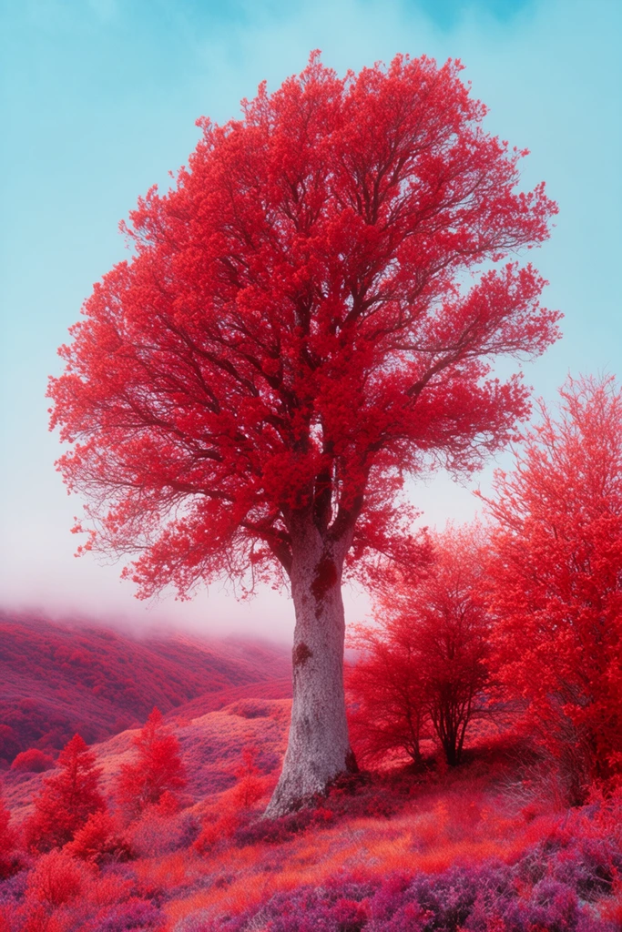 Surreal Infrared Crimson style AI image example 2