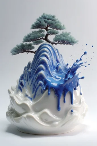 Surreal Delftware Fluidity style reference image — surreal fluid dynamics