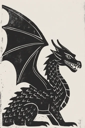 Textured Monochromatic Printmaking style reference image — high-contrast silhouette