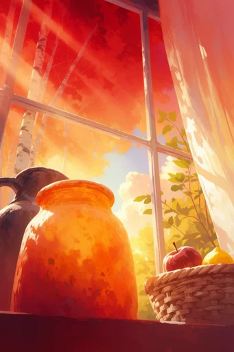 Luminous Crimson Woodland style reference image — vibrant crimson autumn