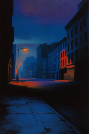 Nocturnal Liminal Surrealism style reference image — chiaroscuro lighting