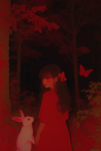 Crimson Nocturnal Void style reference image — grainy analog film texture