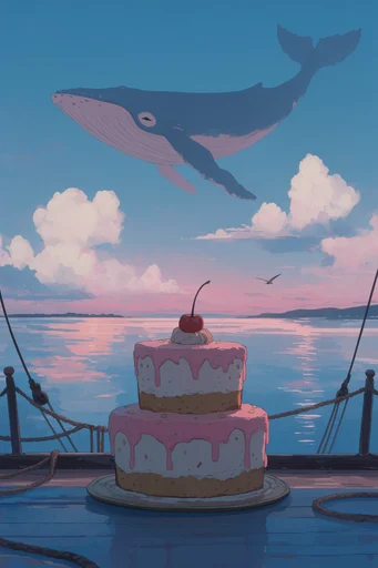 Nostalgic Twilight Surrealism style reference image — saturated sunset gradients