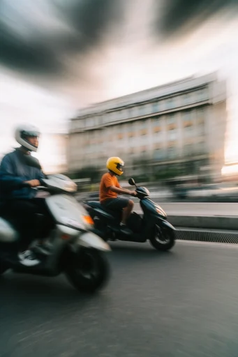 Kinetic Urban Impressionism style reference image — panning motion blur
