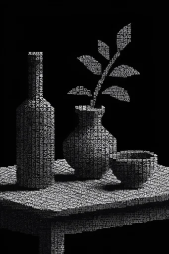 Monochrome Cybernetic Brutalism style reference image — schematic circuit aesthetics