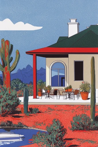 Graphic Stippled Modernism style reference image — primary color palette