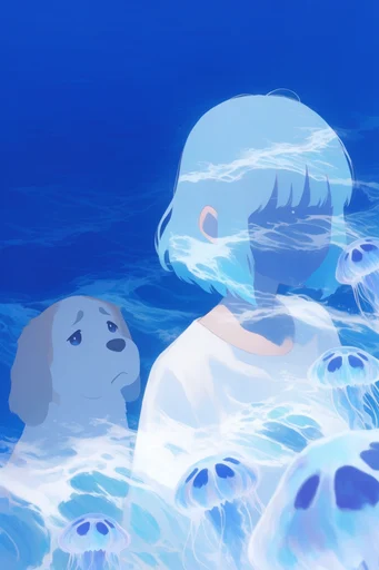 Luminous Azure Dreamscape style reference image — high contrast dark background