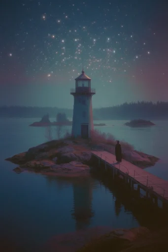 Nocturnal Mystical Whimsy style reference image — solitary silhouette
