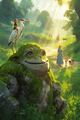 Nostalgic Pastoral Fantasy style reference image — warm golden hour lighting