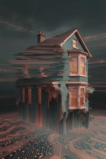 Cybernetic Glitch Surrealism style AI image example 4