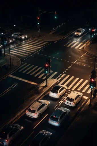 Nocturnal Urban Geometry style reference image — high-angle aerial photography