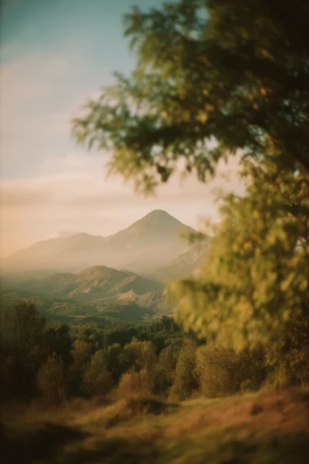 Nostalgic Pastoral Golden-Hour style reference image — 35mm film photography