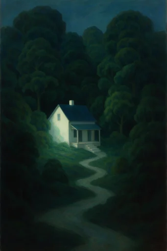 Mystical Folk Surrealism style reference image — deep forest palette