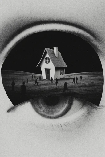 Monochrome Surrealist Noir style AI image example 4