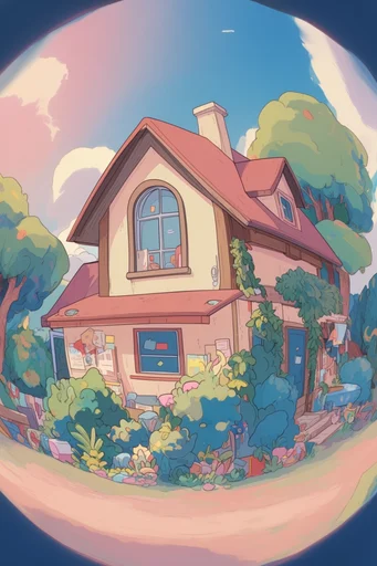 Whimsical Nostalgic Maximalism style reference image — warm pastel palette