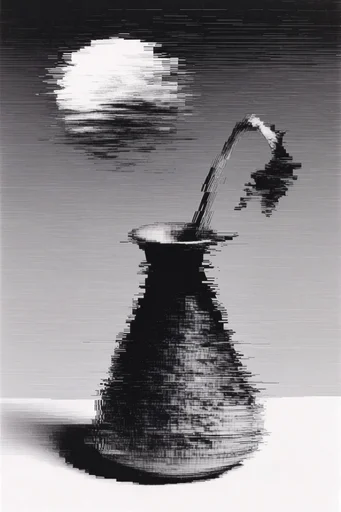Monochrome Glitch Abstraction style reference image — pixel sorting